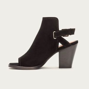 Frye Black Courtney Sling Back Block Heel Open Toe